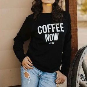 Brunette The Label — “ Coffee Now Please “ Black  Sweater. New with tags. XS/S